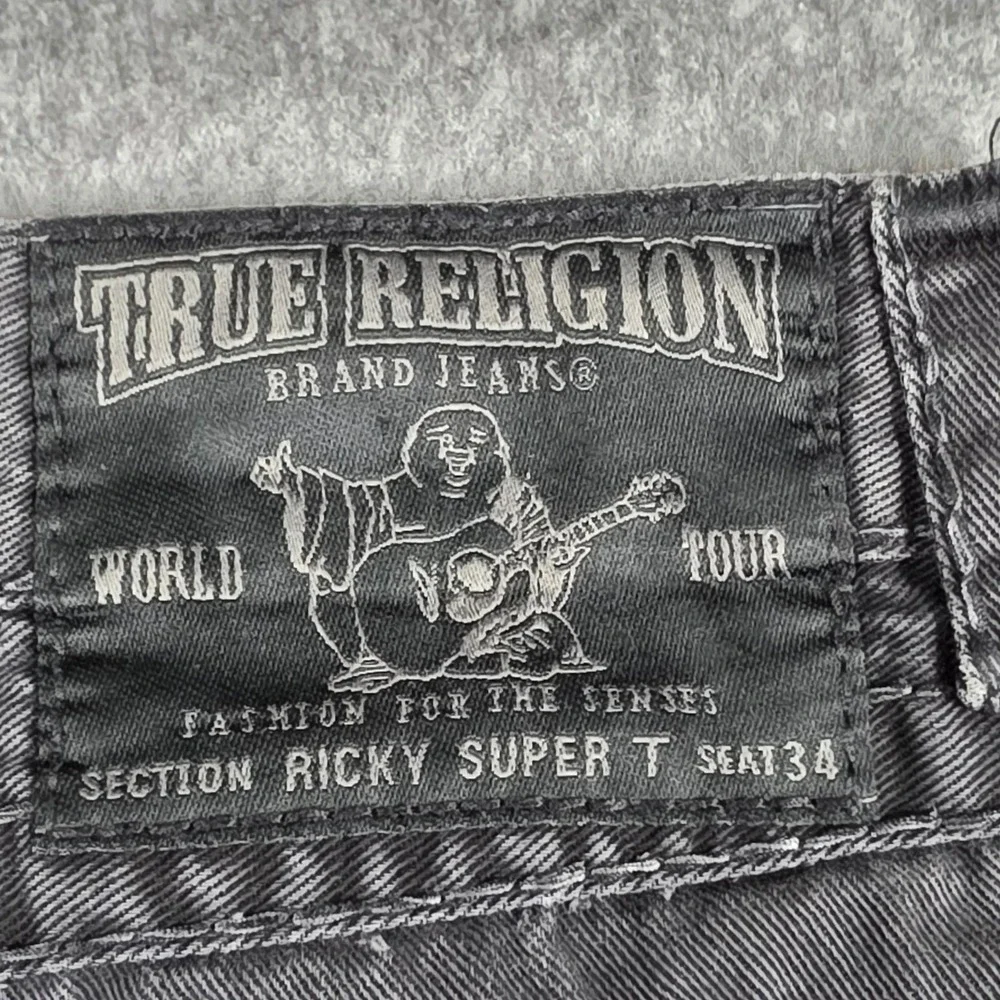 True Religion Ricky Super T Jeans Black Flap Pocket MQ6859L27 USA Mens 40x34 Y2K